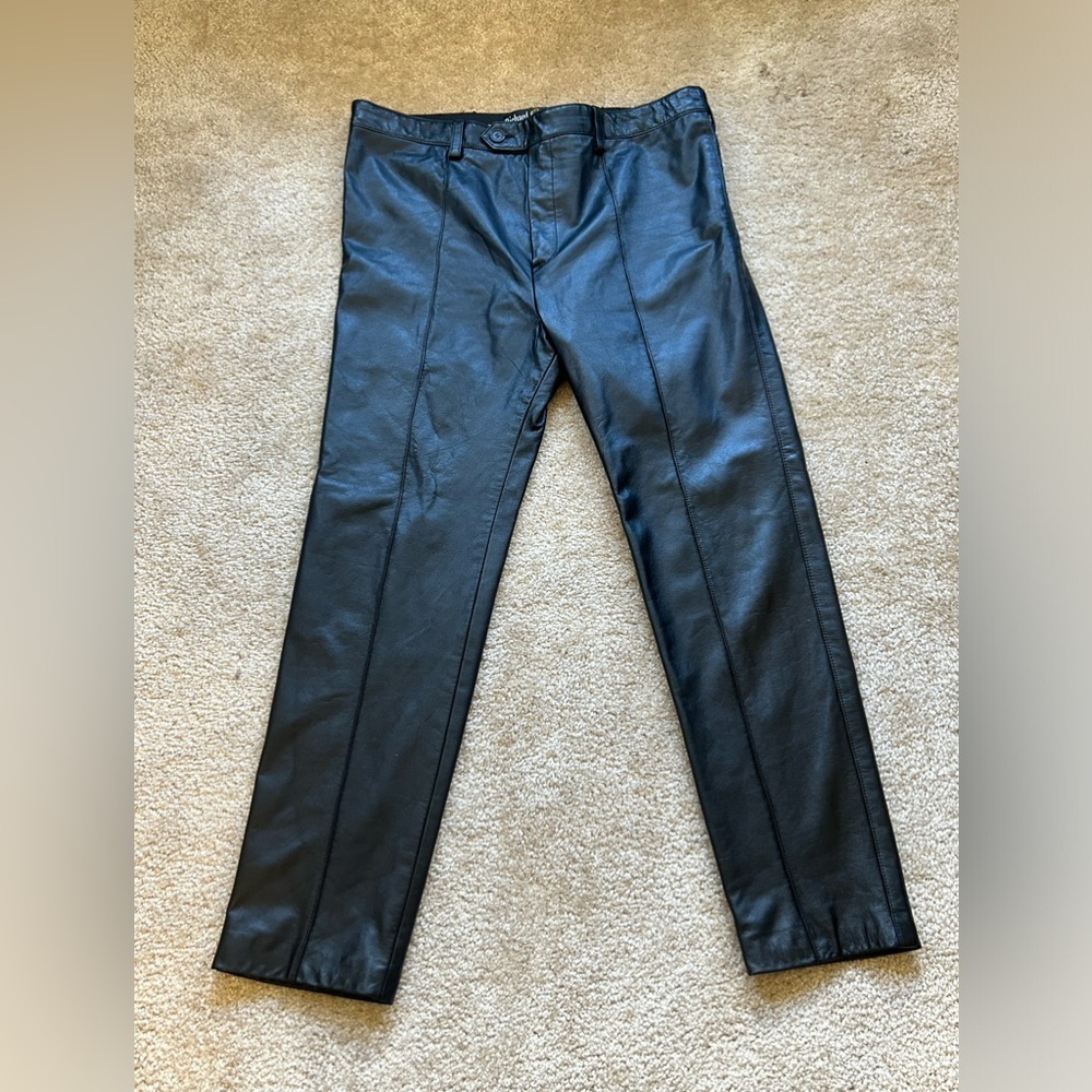 RICHARD ROBINSON COUTURE Canada leather black pants sz missing